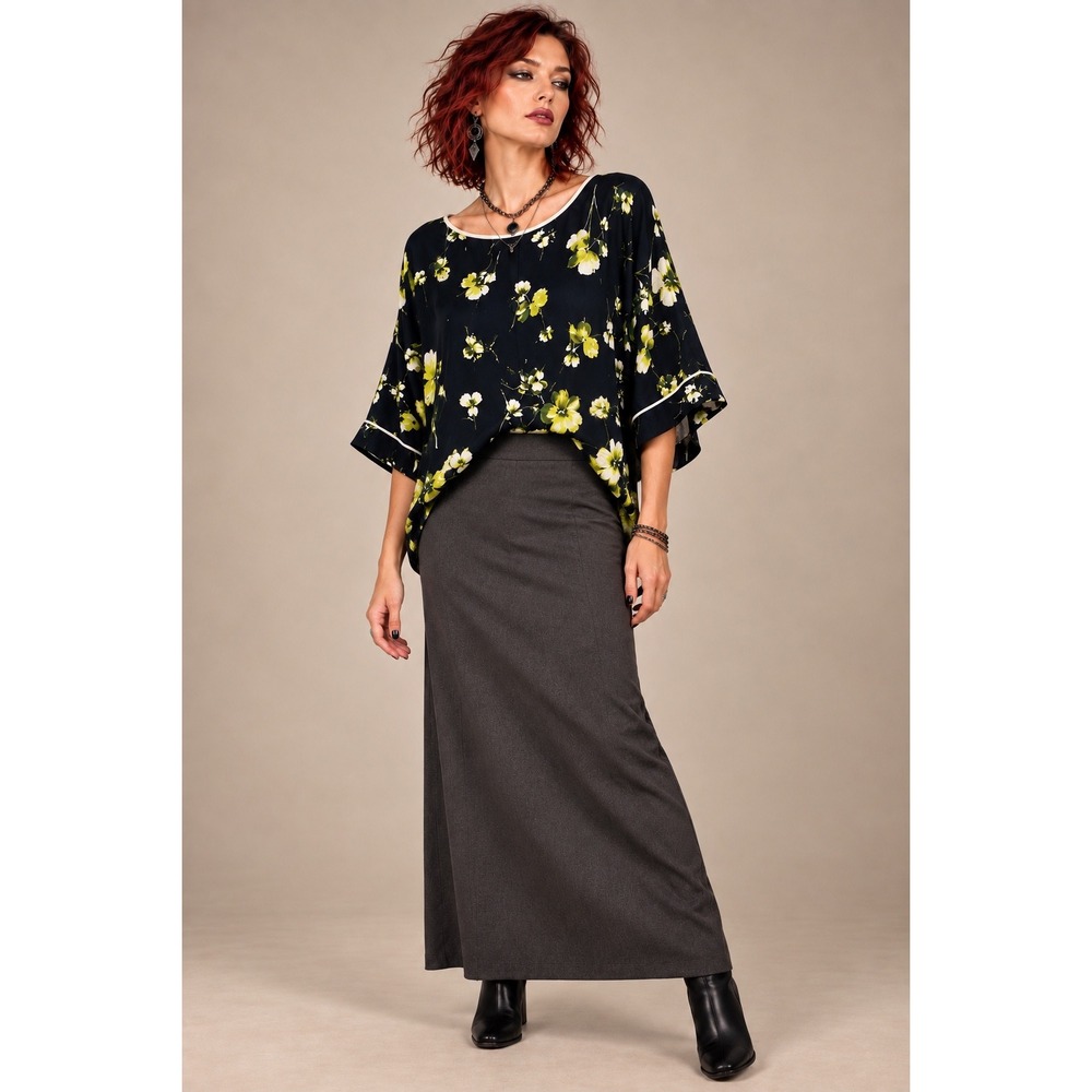 Ellen Tracy Floral Blouse XL NWT Navy Lime Print